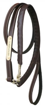 Kentucky Horsewear Führleine LEATHER COVERED CHAIN braun